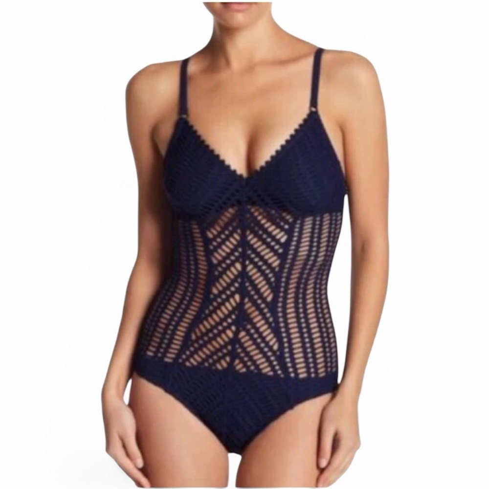 Robin Piccone Sophia Mitered One Piece Swimsuit NWT